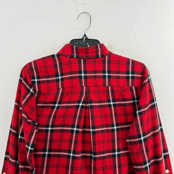 Tommy Hilfiger Button Up Shirt Women's Sz S Red Navy Long Sleeve Collared Casual - Picture 8 of 12